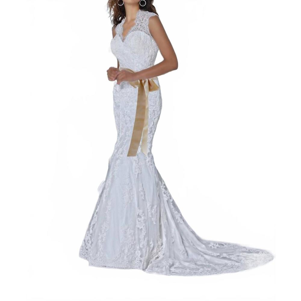 NEW IMPRESSION BRIDAL lace sheath bridal dress in ivory/champagne